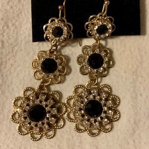Vintage Black and Gold Earrings